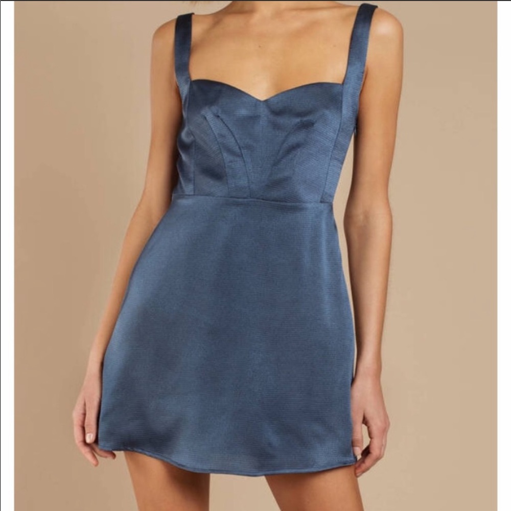 Tobi Navy Blue Satin Dress NWT XS
